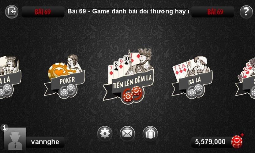 Kho game của Game bài 69 rất đa dạng